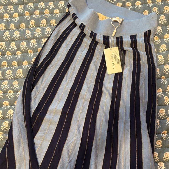 ✨ NWT FOXIEDOX for Anthropologie Striped Knit Anne Midi Skirt – Navy - Size M - Picture 6 of 9